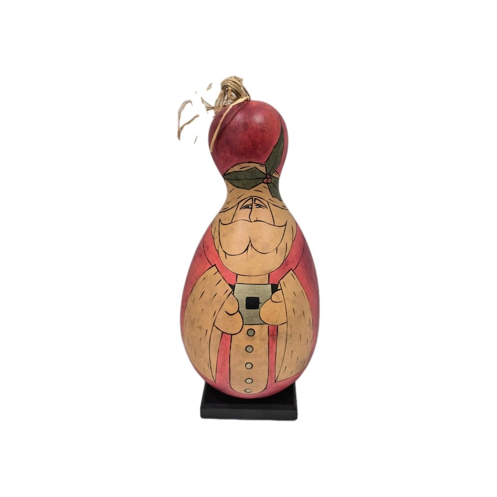 1994 Engraved and Painted Santa Gourd‎ Folk Melissa Brown Signed Large!